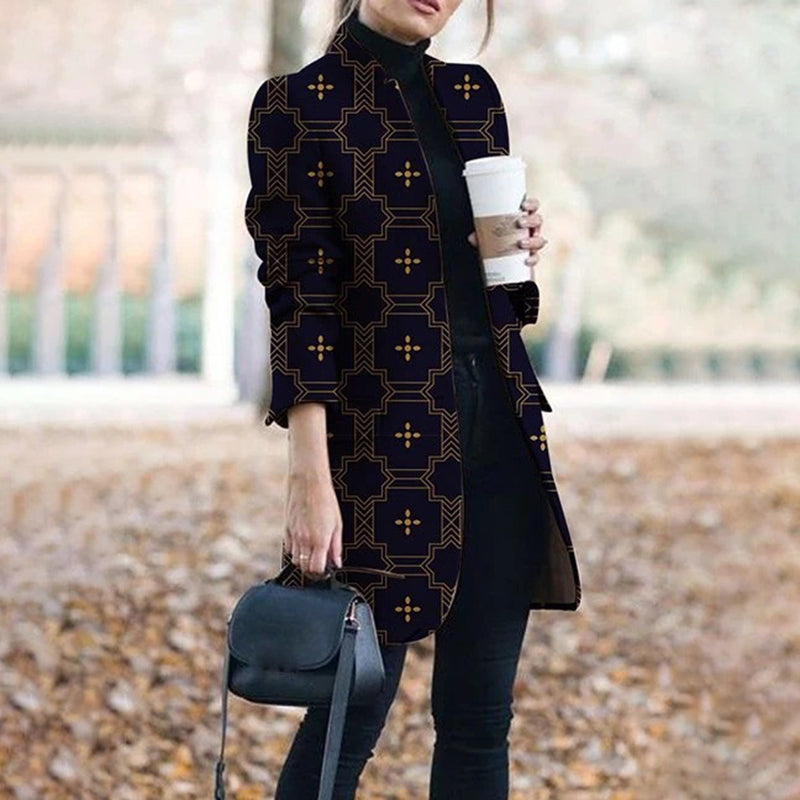 Fashion Printed Stand-collar Coat