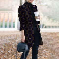 Fashion Printed Stand-collar Coat