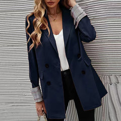 One-Button Check Paneled Casual Blazer