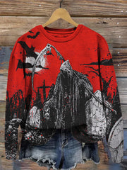 Halloween Death And Bats Art Washed Sweatshirt