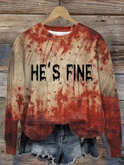 Women's He's Fine Bloody Print Round Neck Sweatshirt
