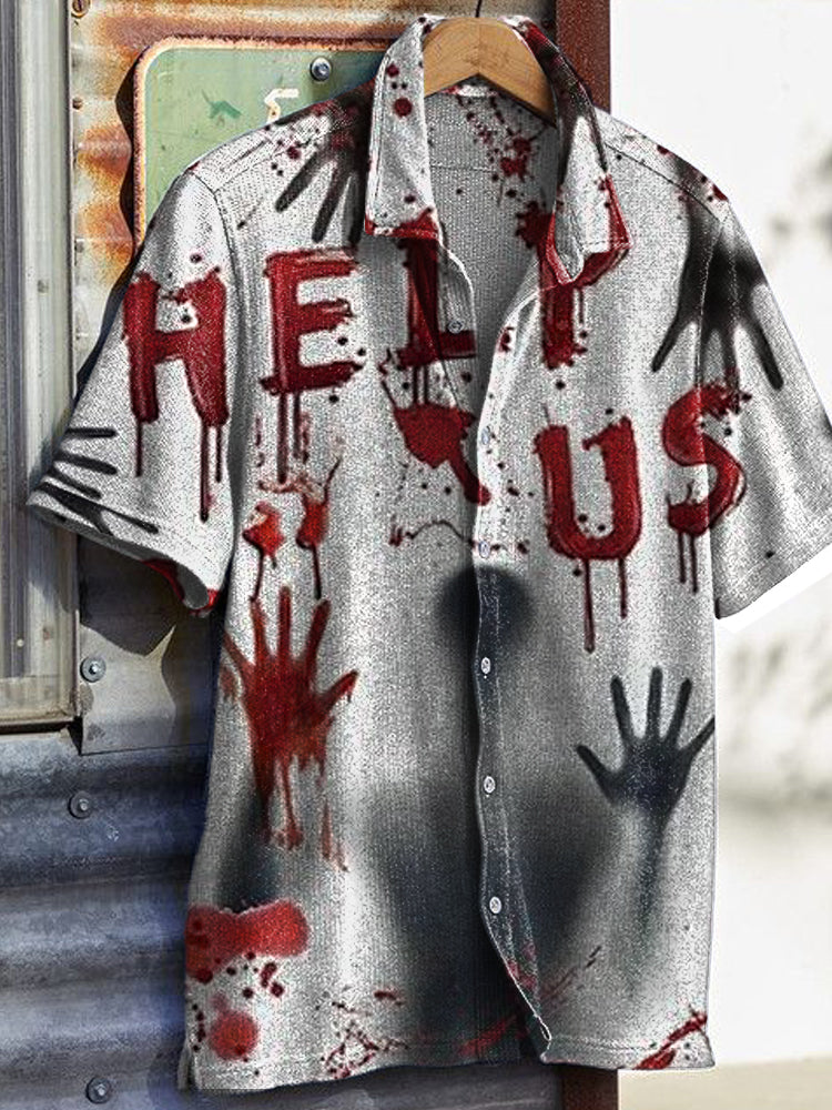 Blood Splatter Halloween Help Us Inspired Short Sleeve SHirt