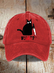 Funny Black Cat Print Hat