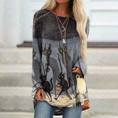 Halloween Cat Print Tunic