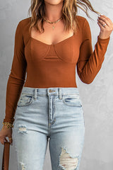 Women's Ribbed Knit Slim-fit Long Sleeve Top