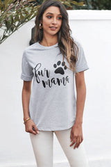 Women's Cute Women Crew Neck Rolled Sleeve Letter Print Tee