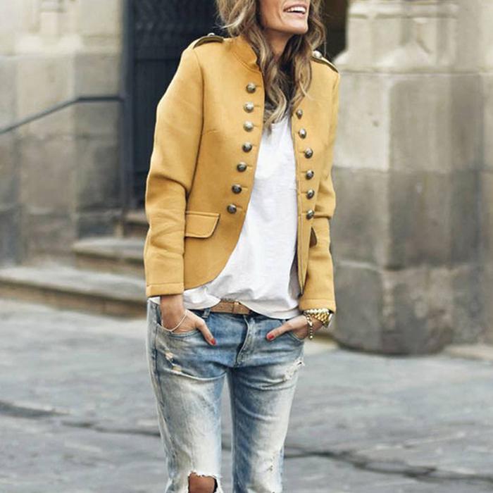Casual Solid Color Button Jacket