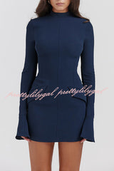 Giao Zippered Long Sleeve Pockets High Waisted Mini Dress
