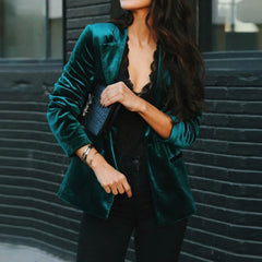 Slim-Fit Plain Velvet Casual Blazer