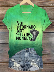 Womens Not My Flying Monkeys Print V Neck T-Shirt