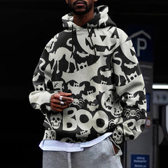 Halloween Black Cat Print Hoodie