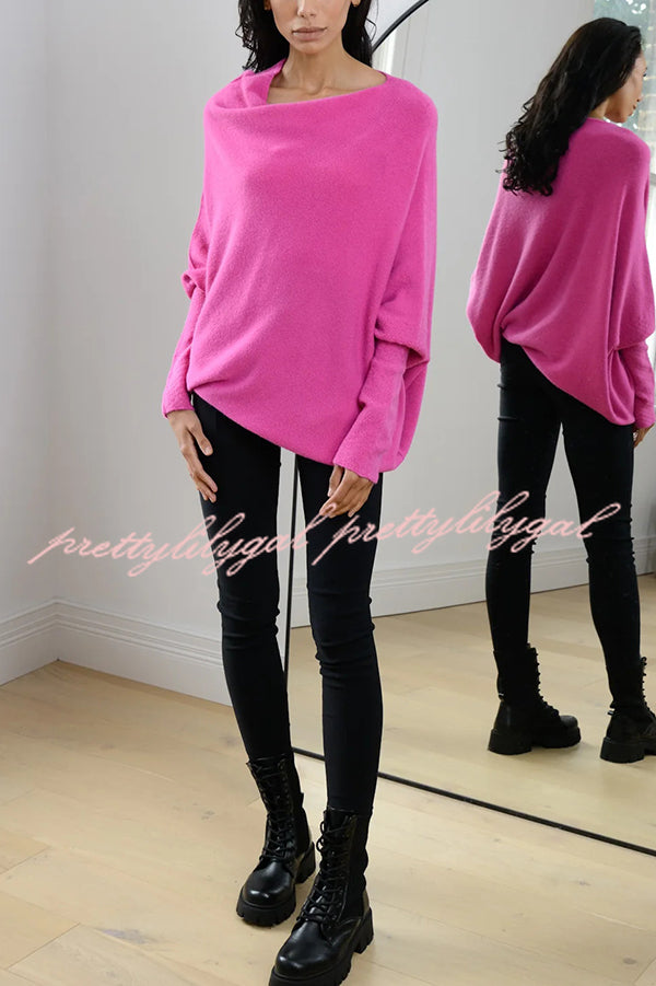 Solid Color Round Neck Long Sleeve Loose Knitted Sweater