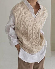 Casual V-Neck Vest Knitted Sweater