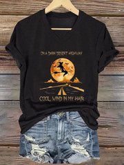 Women's Halloween On A Dark Desert Highway Cold Wind In My Hair Printed Casual Tee