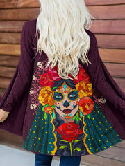 Casual Rose Queen Of The Dead Print Cardigan