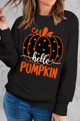 Halloween Pumpkin Print Long Sleeve Casual Sweatshirt