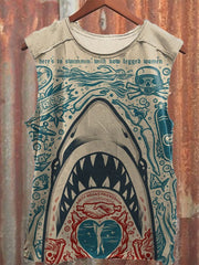 Vintage Jaws Illustration Art Unisex Classic Tank Top