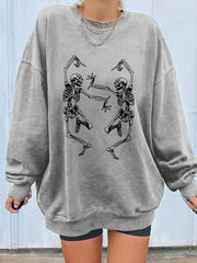 Long Sleeve Dancing Skull Print Sweatshirt