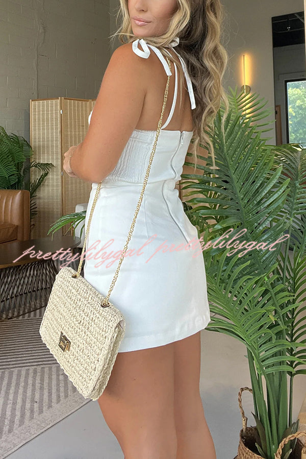Sexy Backless Slim Fit Slit Denim Mini Dress