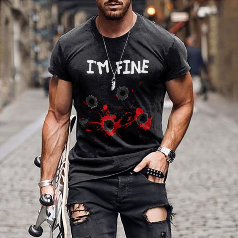 Men's I Am Fine Print Short Sleeve T-Shirt