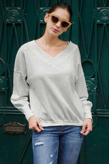 Women's White V Neck Our Country Roads Thermal Top
