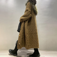 Long Twist Knit Sweater Thick Wool Sweater Cardigan