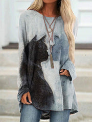 Watercolor Cat Print Tunic
