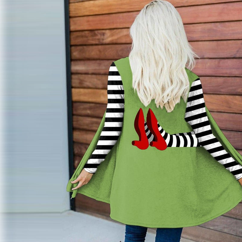 Classic Ruby Red Shoes Halloween Witch Legs Comfy Cardigan