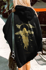 Ghost Star And Moon Print Hoodie