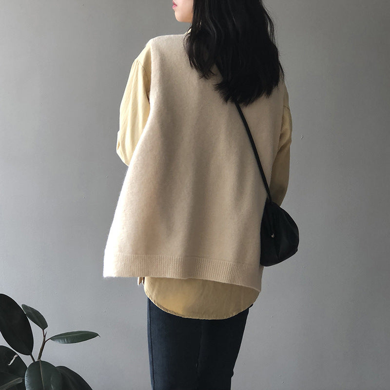 Solid color casual knitted vest