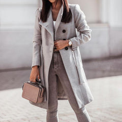 Pure Color Straps Woolen Coat