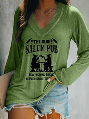 The Olde Salem Pub Witches Print Long Sleeves T-Shirt