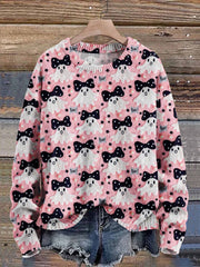 Halloween Ghost Art Knit Pullover Sweater