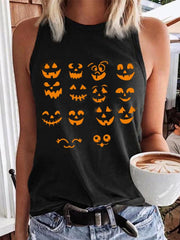 Funny Halloween Pumpkin Lanterns Printed Tank Top