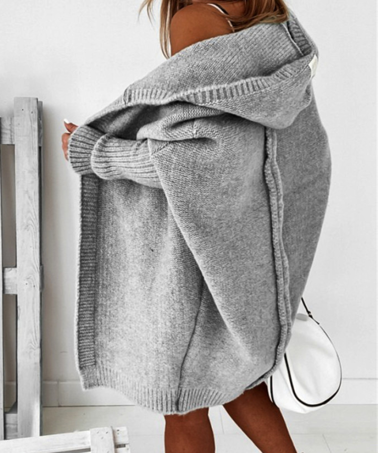 Hooded Sweater Bat-Shaped Soft Loose Back Patchwork Sweater