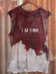 Halloween I'm Fine Blood Stains Print Vest