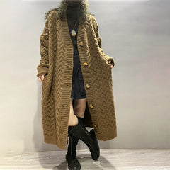 Long Twist Knit Sweater Thick Wool Sweater Cardigan