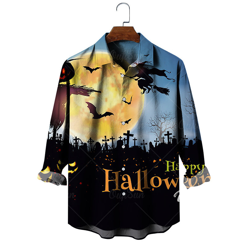 Men's Halloween Print Long Sleeve Shirt