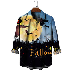 Men's Halloween Print Long Sleeve Shirt