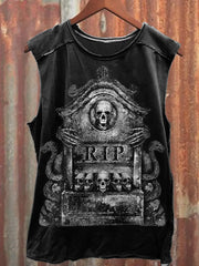 Men's Vintage Halloween Spooky Tombstone Tank Top