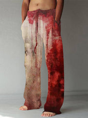 Strange Blood Dark Horror Gothic Halloween Vintage Art Print Men's Linen Loose Pants