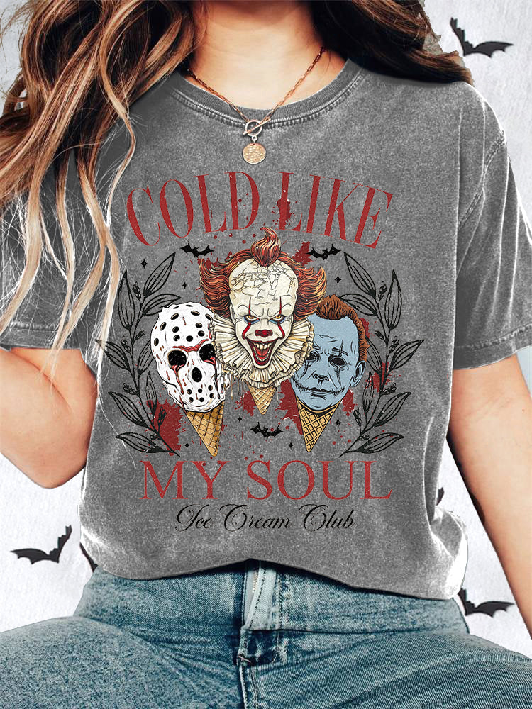 Women's Cold Like My Soul Printed Linen Blend T-Shirt