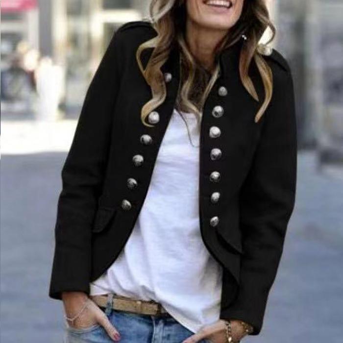 Casual Solid Color Button Jacket