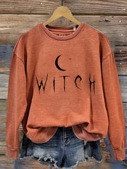 Witch Moon Star Print Casual Sweatshirt