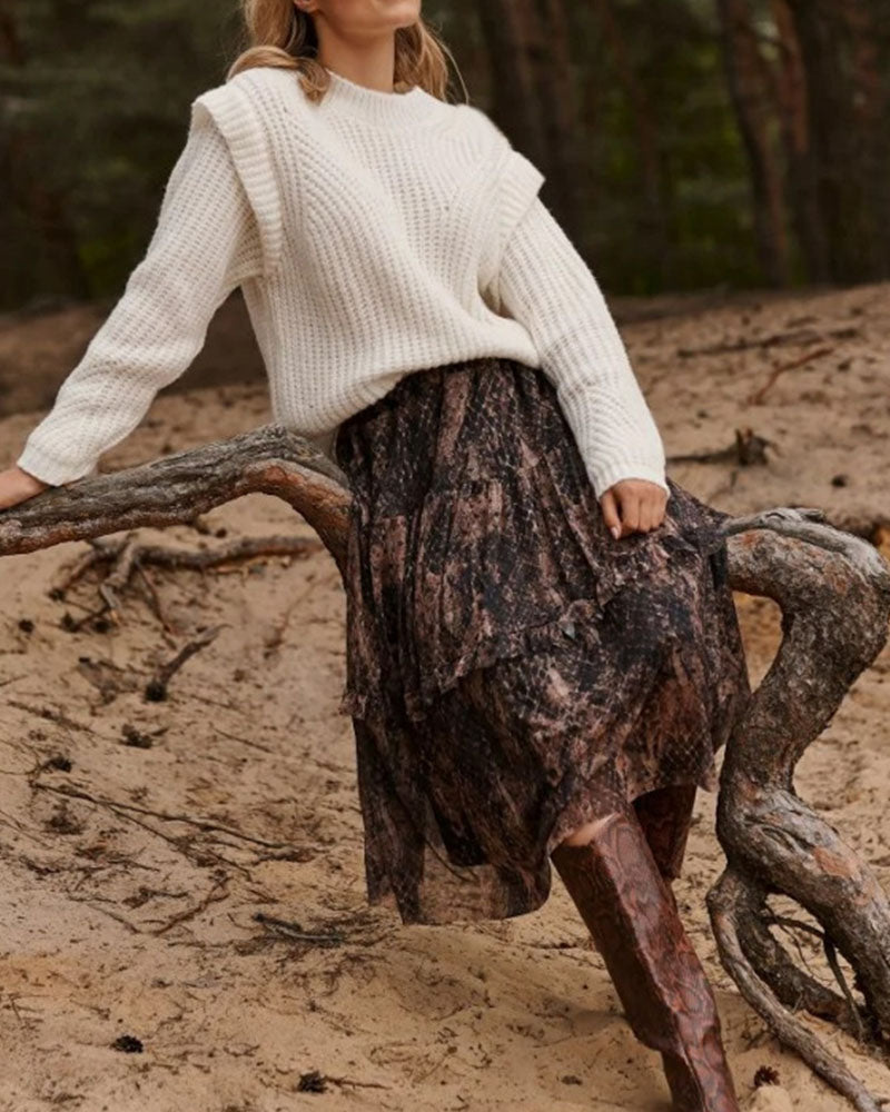Elegant casual fly sleeve sweater