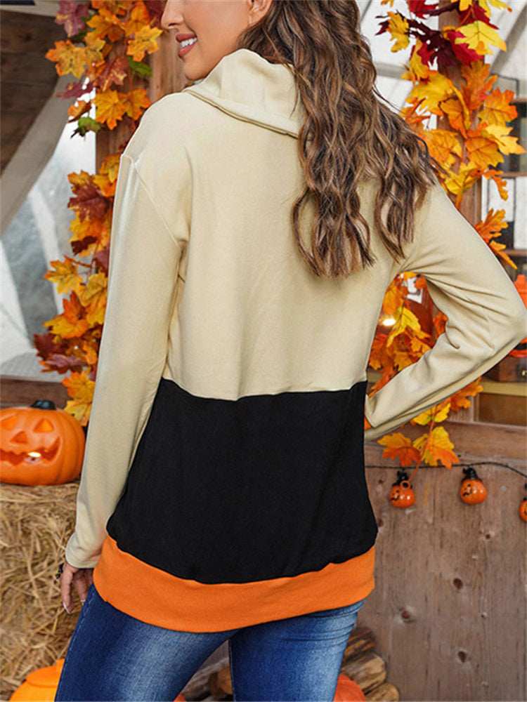 Halloween Spooky Ghost Face Plus Size Hooded Pullover Tops