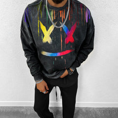 Retro Style Smiley Print Casual Sweatshirt