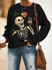 Halloween Maple Leaf Skull Sweatshirt