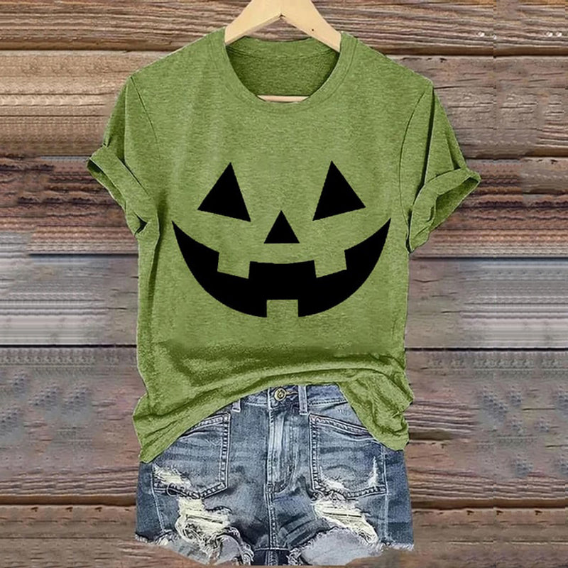 Women's Jack-O-Lantern Halloween Print T-Shirt