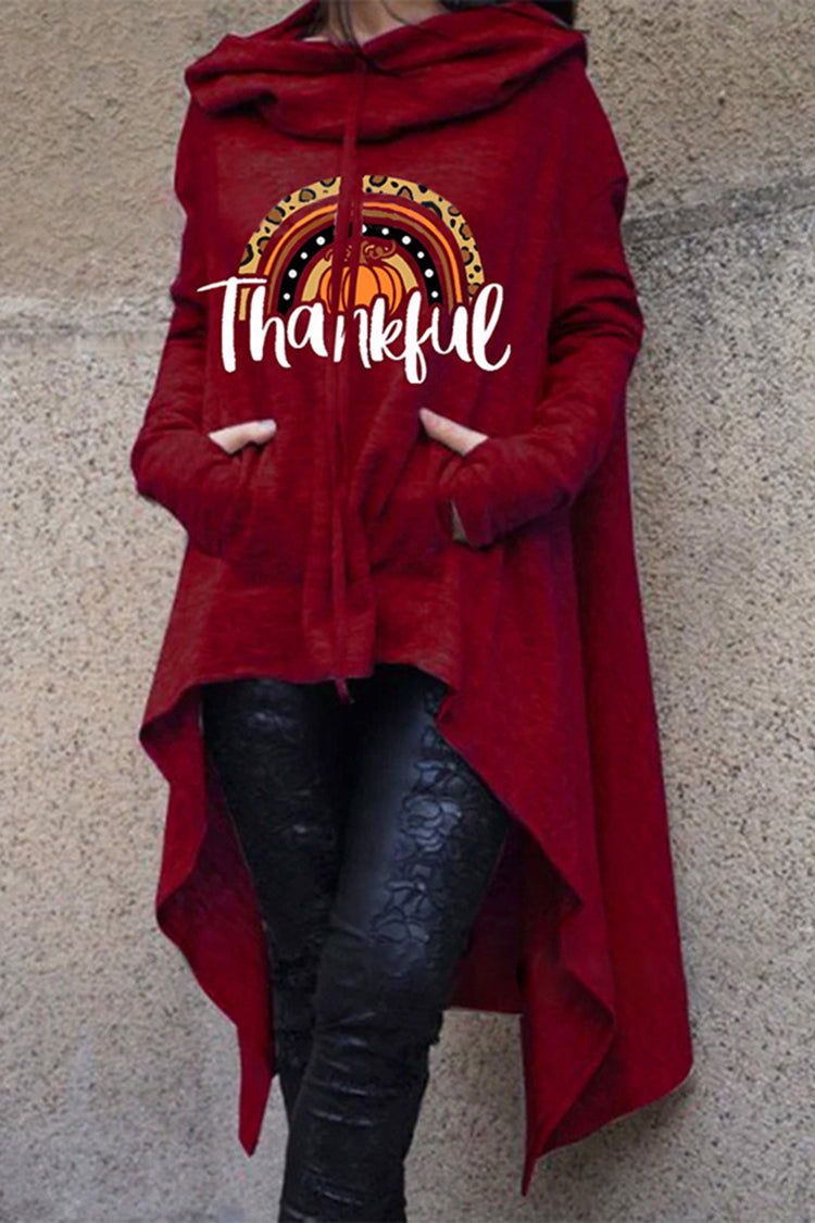 Halloween Fun Pumpkin Print Irregular Hoodie